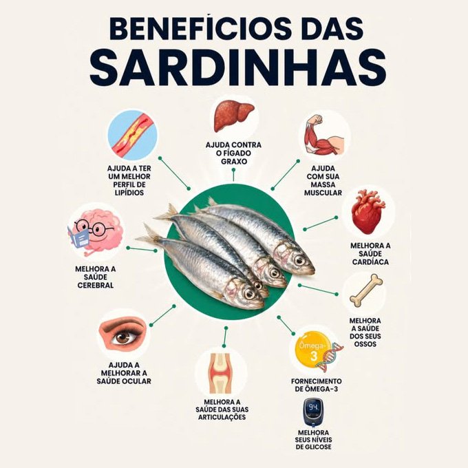 A sardinha é rica em ômega 3, cálcio e vitamina D. Entenda os benefícios da sardinha para ossos, coração e cérebro e saiba se a versão enlatada muda o valor nutricional.